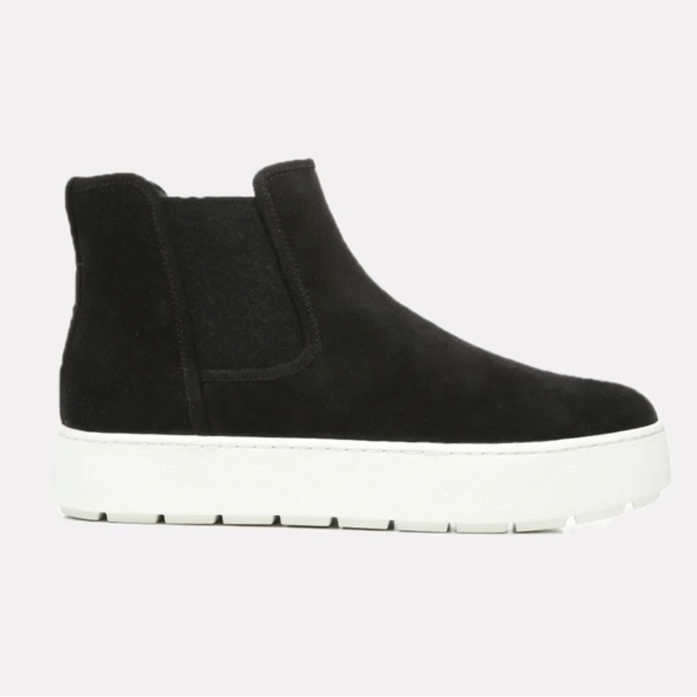 New Vince Warren Genuine Shearling Lined Platform Boot Suede Size 6 real fur